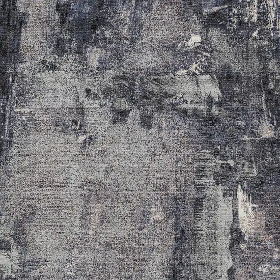Charcoal Ivory And Blue Abstract Washable Indoor Outdoor Area Rug Photo 5