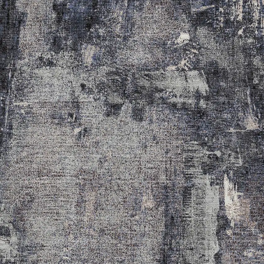 Charcoal Ivory And Blue Abstract Washable Indoor Outdoor Area Rug Photo 5