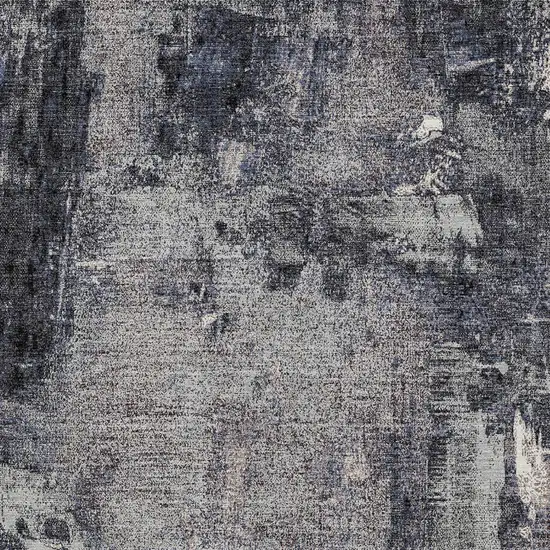 Charcoal Ivory And Blue Abstract Washable Indoor Outdoor Area Rug Photo 5