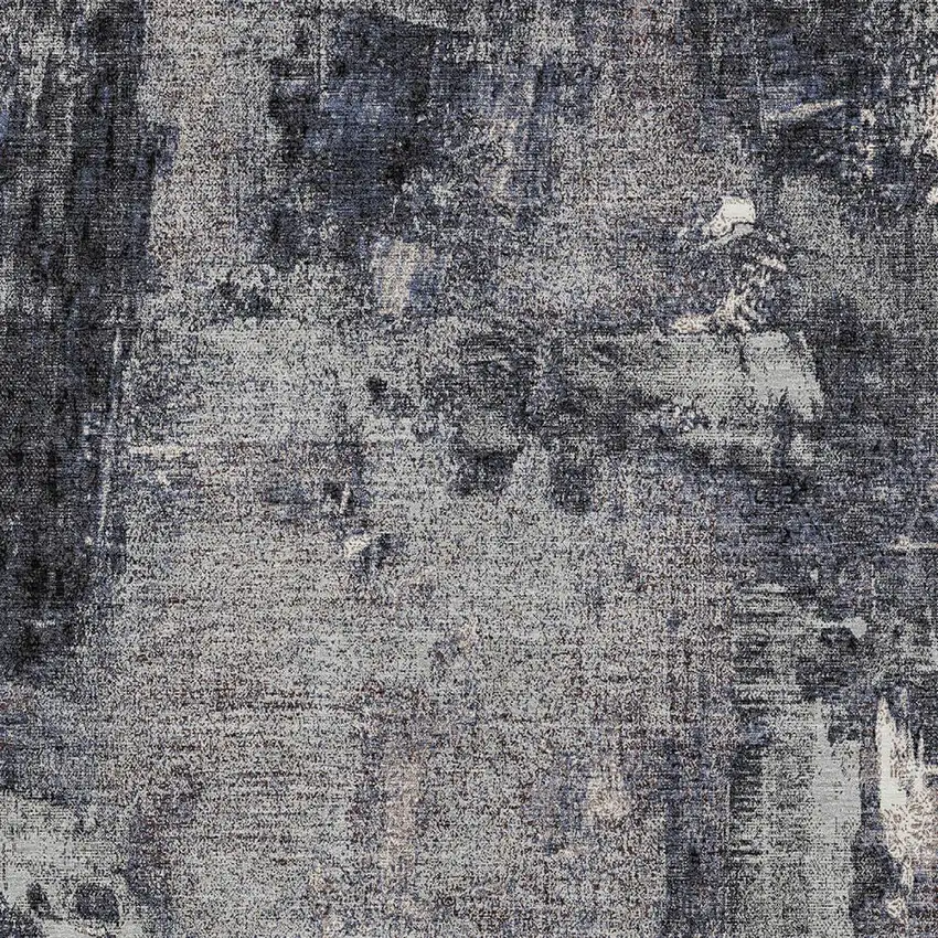 Charcoal Ivory And Blue Abstract Washable Indoor Outdoor Area Rug Photo 5