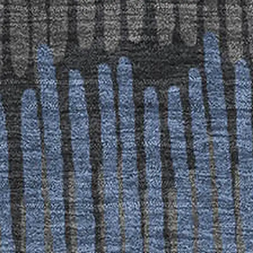 Charcoal Ivory And Blue Striped Washable Area Rug With UV Protection Photo 3