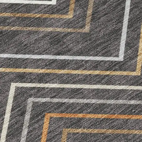 Charcoal Ivory And Brown Striped Washable Indoor Outdoor Area Rug Photo 2