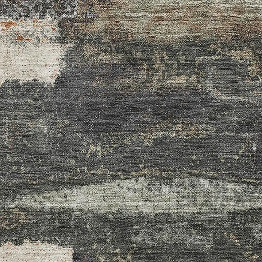 Charcoal Ivory And Copper Abstract Washable Area Rug With UV Protection Photo 2