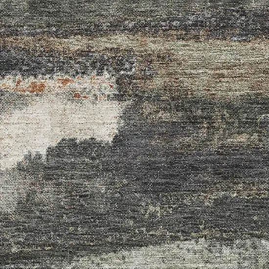 Charcoal Ivory And Copper Abstract Washable Area Rug With UV Protection Photo 2