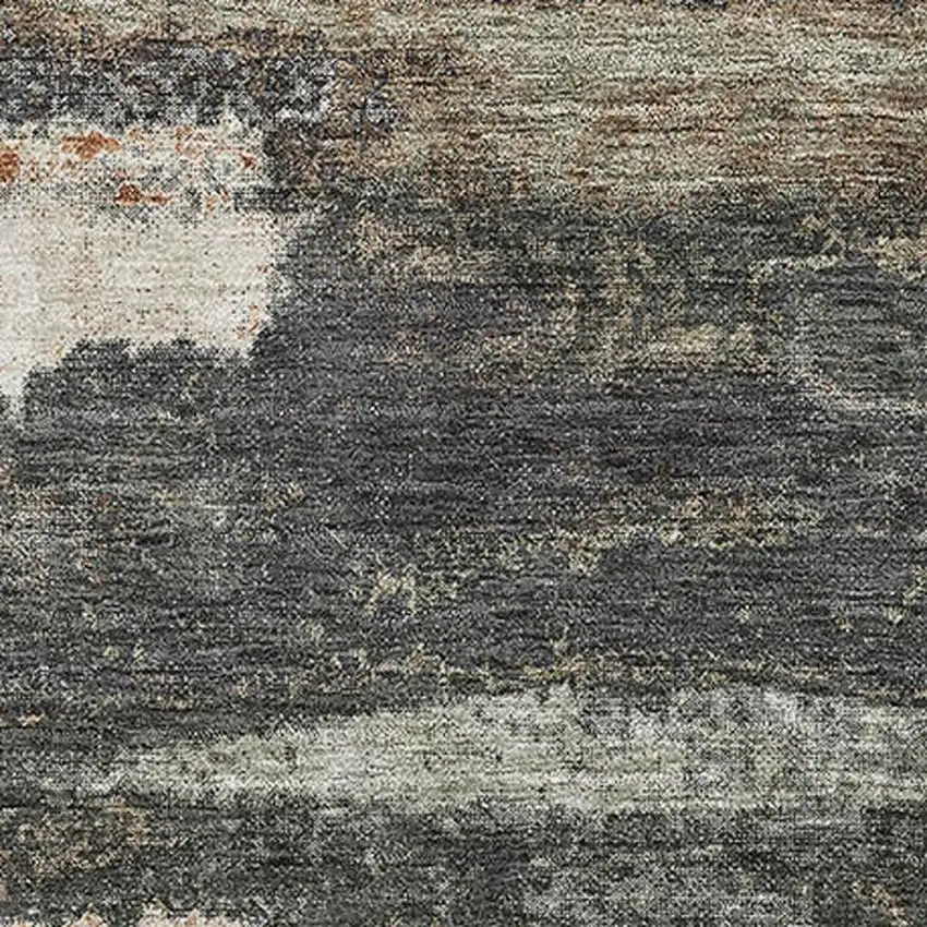 Charcoal Ivory And Copper Abstract Washable Area Rug With UV Protection Photo 2