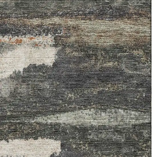 Charcoal Ivory And Copper Abstract Washable Area Rug With UV Protection Photo 3