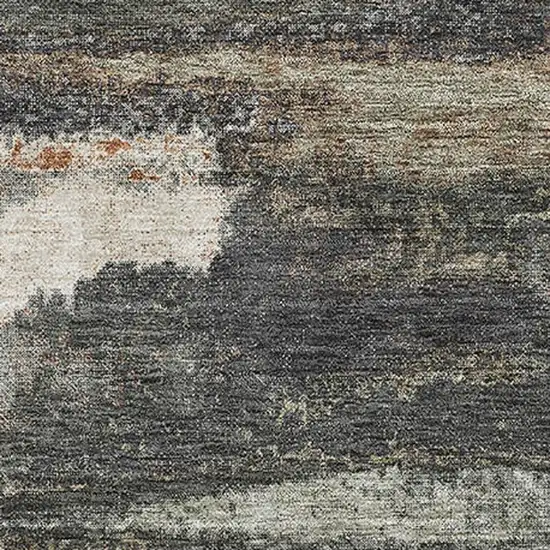 Charcoal Ivory And Copper Abstract Washable Area Rug With UV Protection Photo 2