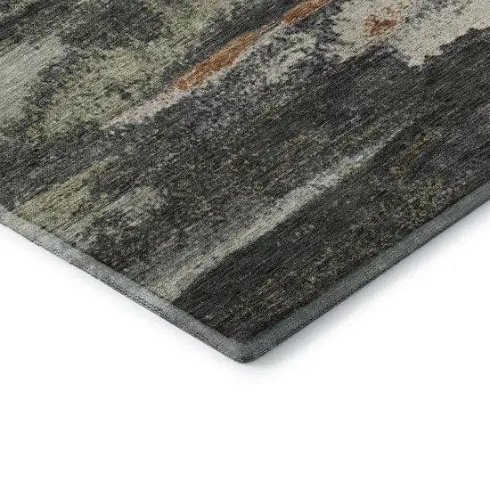 Charcoal Ivory And Copper Abstract Washable Area Rug With UV Protection Photo 6
