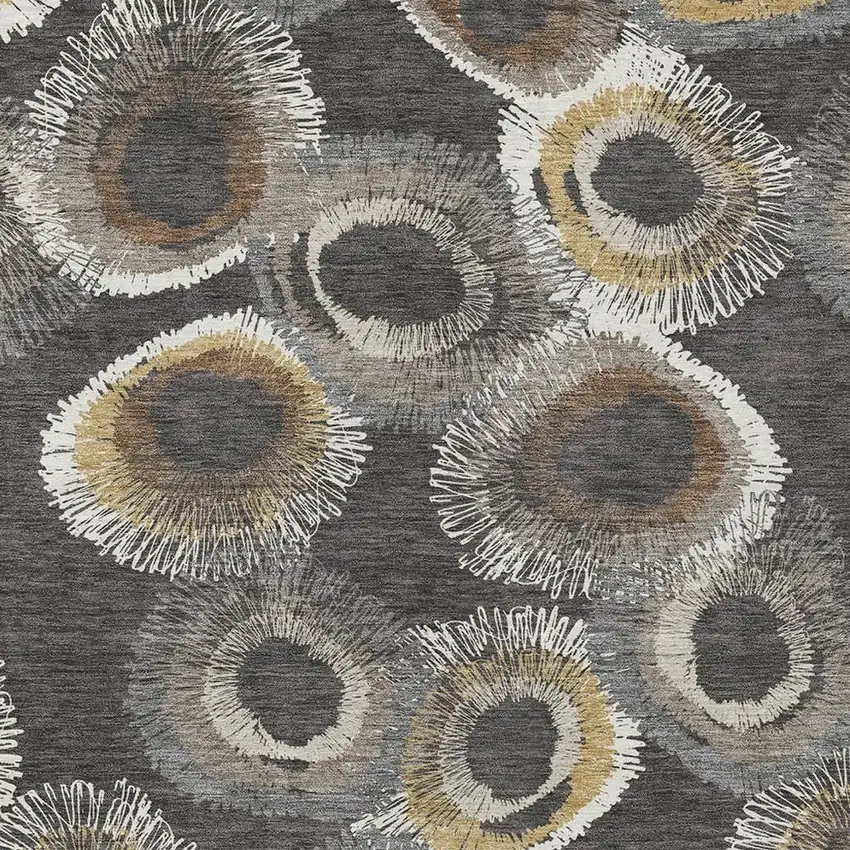 Charcoal Ivory And Copper Geometric Washable Indoor Outdoor Area Rug Photo 8