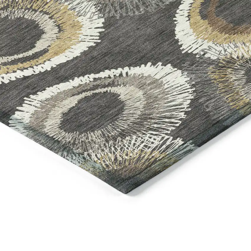 Charcoal Ivory And Copper Geometric Washable Indoor Outdoor Area Rug Photo 7