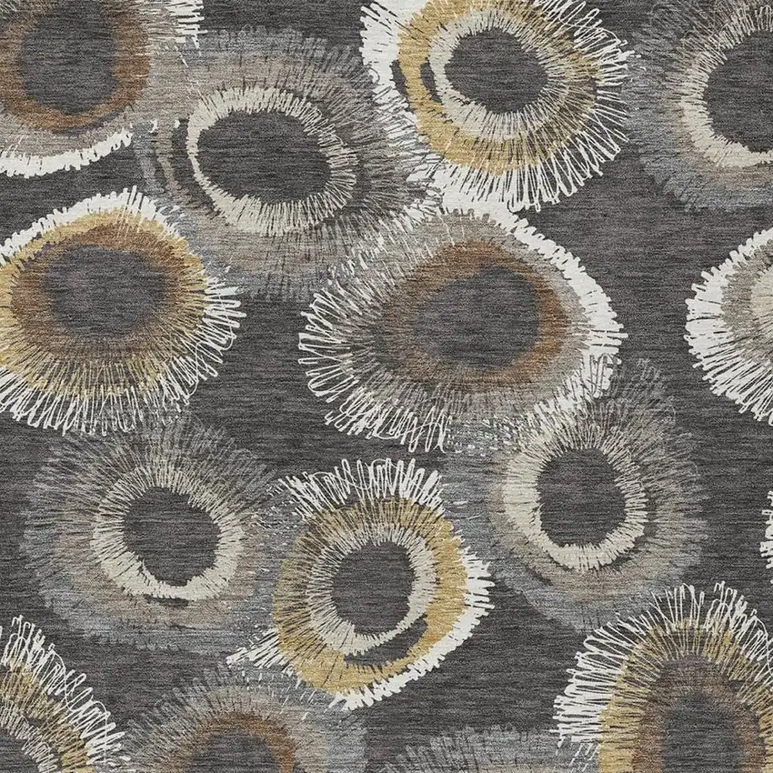 Charcoal Ivory And Copper Geometric Washable Indoor Outdoor Area Rug Photo 6