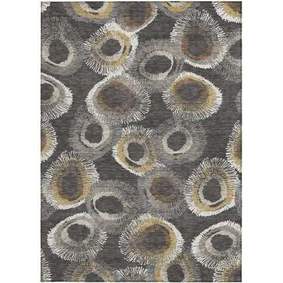 Charcoal Ivory And Copper Geometric Washable Indoor Outdoor Area Rug Photo 2