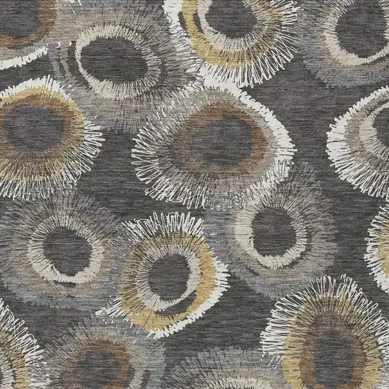 Charcoal Ivory And Copper Geometric Washable Indoor Outdoor Area Rug Photo 6