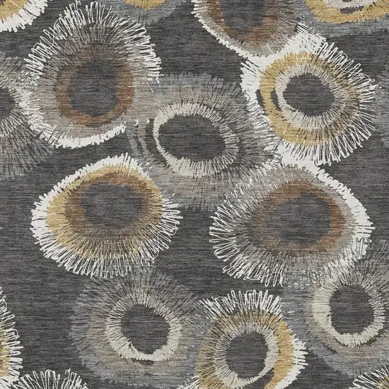 Charcoal Ivory And Copper Geometric Washable Indoor Outdoor Area Rug Photo 7