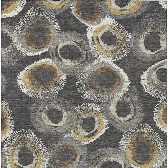 Charcoal Ivory And Copper Geometric Washable Indoor Outdoor Area Rug Photo 6