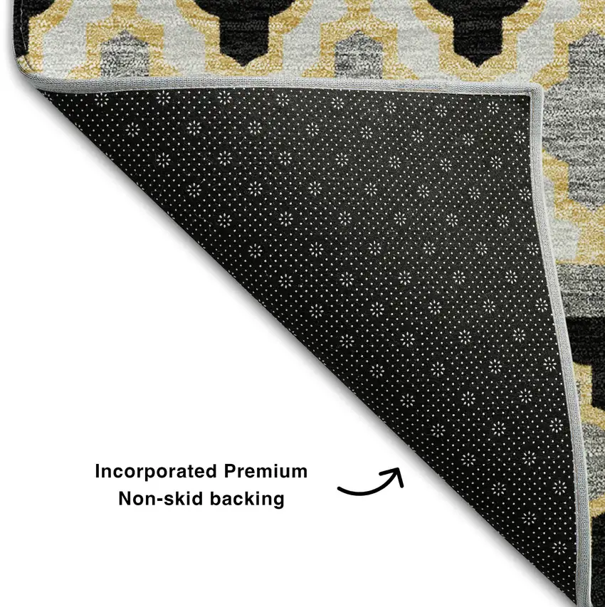 Charcoal Ivory And Copper Ikat Washable Area Rug With UV Protection Photo 7