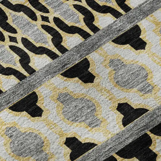 Charcoal Ivory And Copper Ikat Washable Area Rug With UV Protection Photo 8