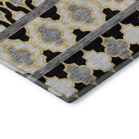 Charcoal Ivory And Copper Ikat Washable Area Rug With UV Protection Photo 8