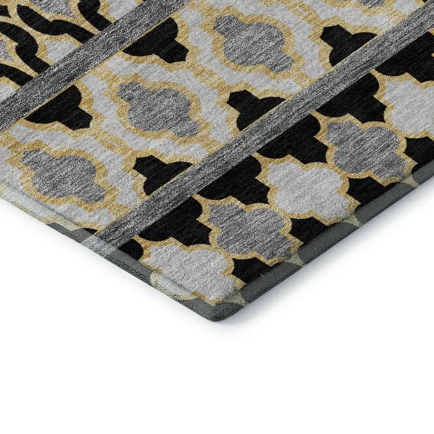 Charcoal Ivory And Copper Ikat Washable Area Rug With UV Protection Photo 7