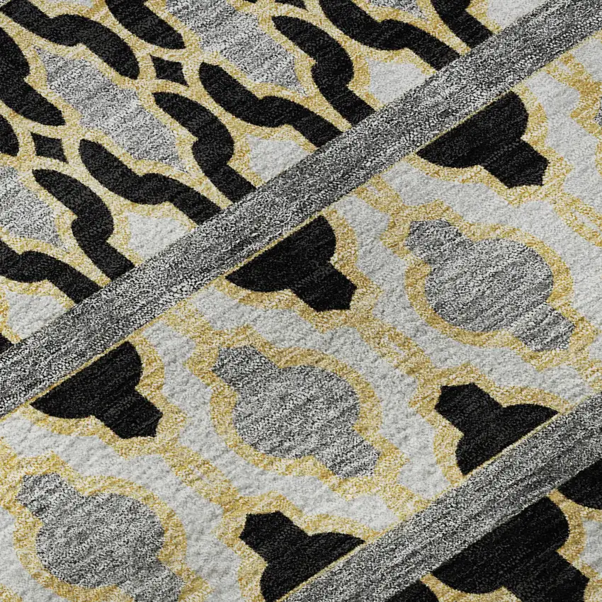 Charcoal Ivory And Copper Ikat Washable Area Rug With UV Protection Photo 9