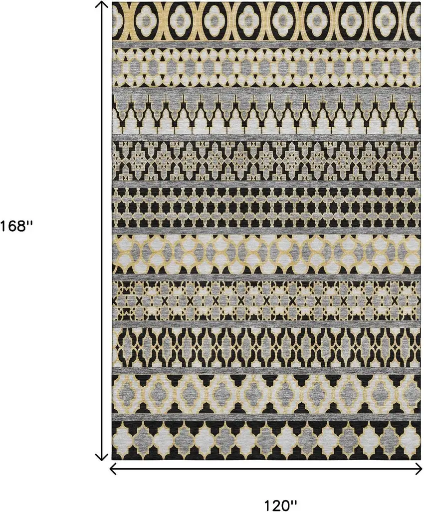 Charcoal Ivory And Copper Ikat Washable Area Rug With UV Protection Photo 3