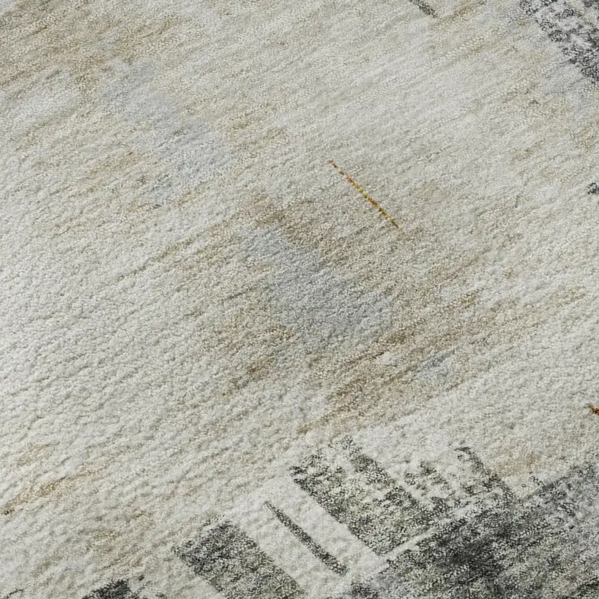 Charcoal Ivory And Gold Abstract Washable Area Rug With UV Protection Photo 3