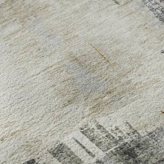 Charcoal Ivory And Gold Abstract Washable Area Rug With UV Protection Photo 3