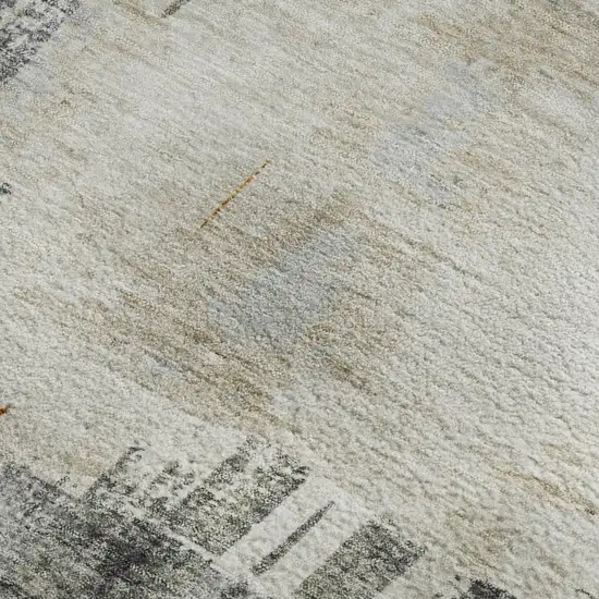 Charcoal Ivory And Gold Abstract Washable Area Rug With UV Protection Photo 7