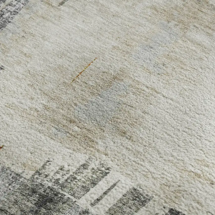 Charcoal Ivory And Gold Abstract Washable Area Rug With UV Protection Photo 7