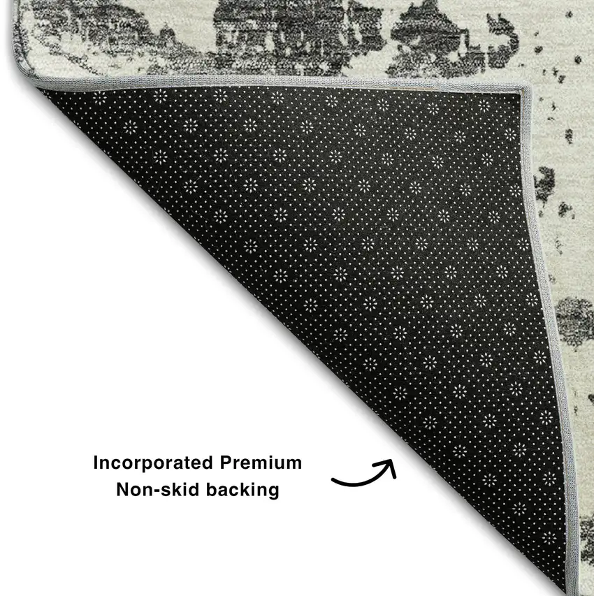 Charcoal Ivory And Gold Abstract Washable Area Rug With UV Protection Photo 7
