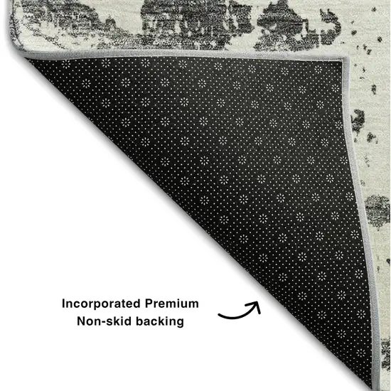 Charcoal Ivory And Gold Abstract Washable Area Rug With UV Protection Photo 7