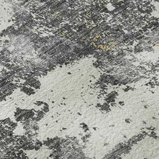 Charcoal Ivory And Gold Abstract Washable Area Rug With UV Protection Photo 9