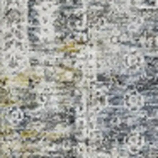 Charcoal Ivory And Gold Floral Washable Area Rug With UV Protection Photo 3