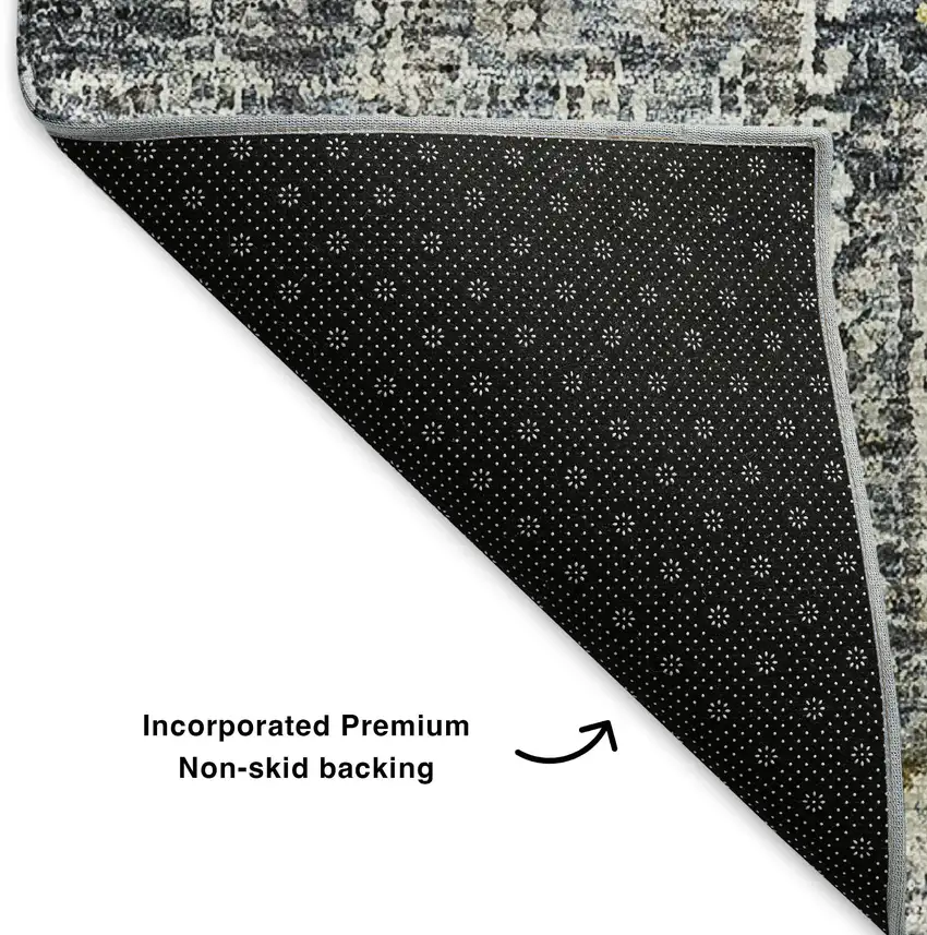 Charcoal Ivory And Gold Floral Washable Area Rug With UV Protection Photo 7
