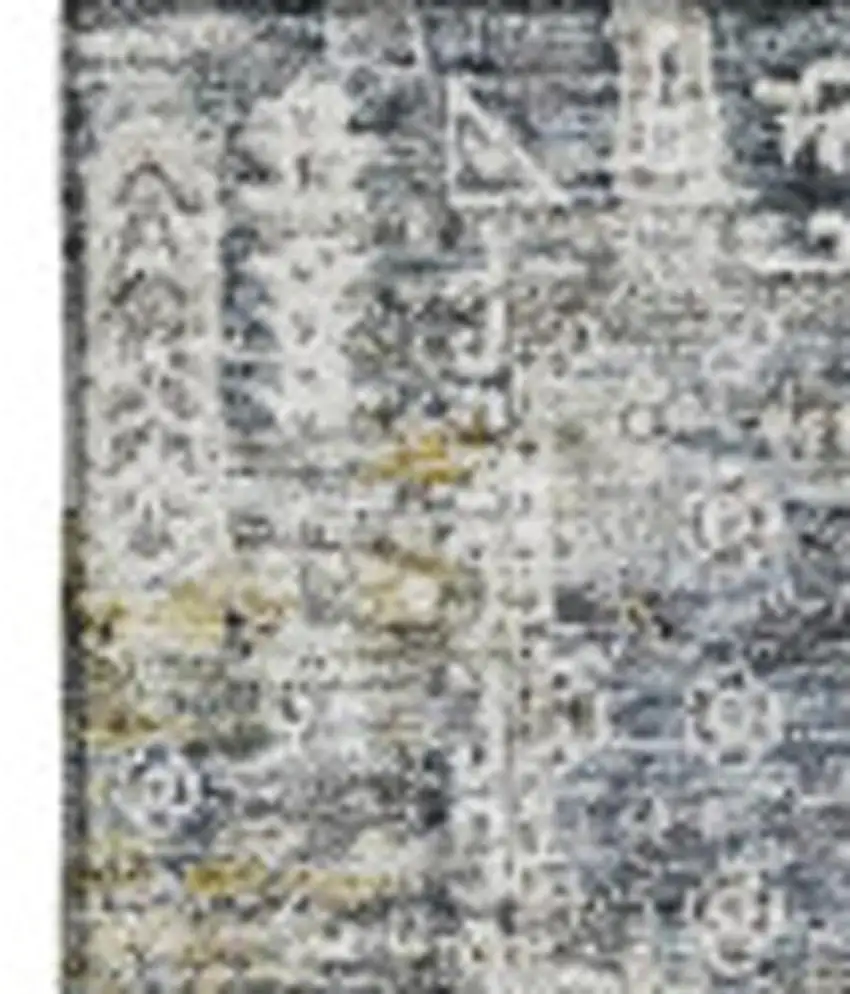 Charcoal Ivory And Gold Floral Washable Area Rug With UV Protection Photo 3