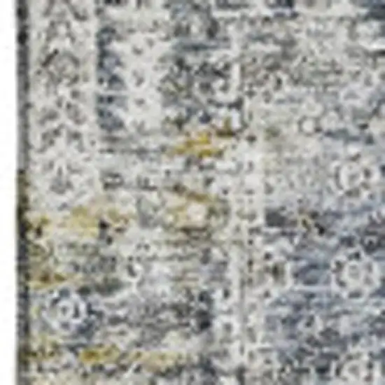 Charcoal Ivory And Gold Floral Washable Area Rug With UV Protection Photo 3