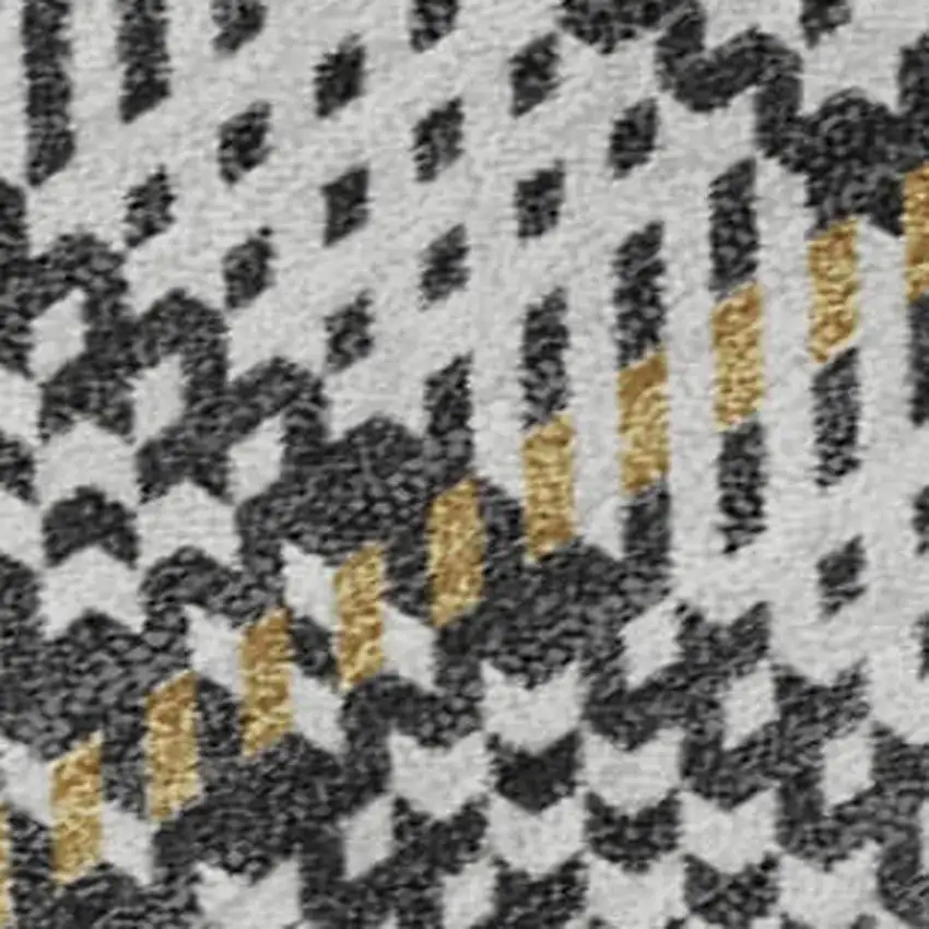 Charcoal Ivory And Gold Plaid Washable Area Rug With UV Protection Photo 2