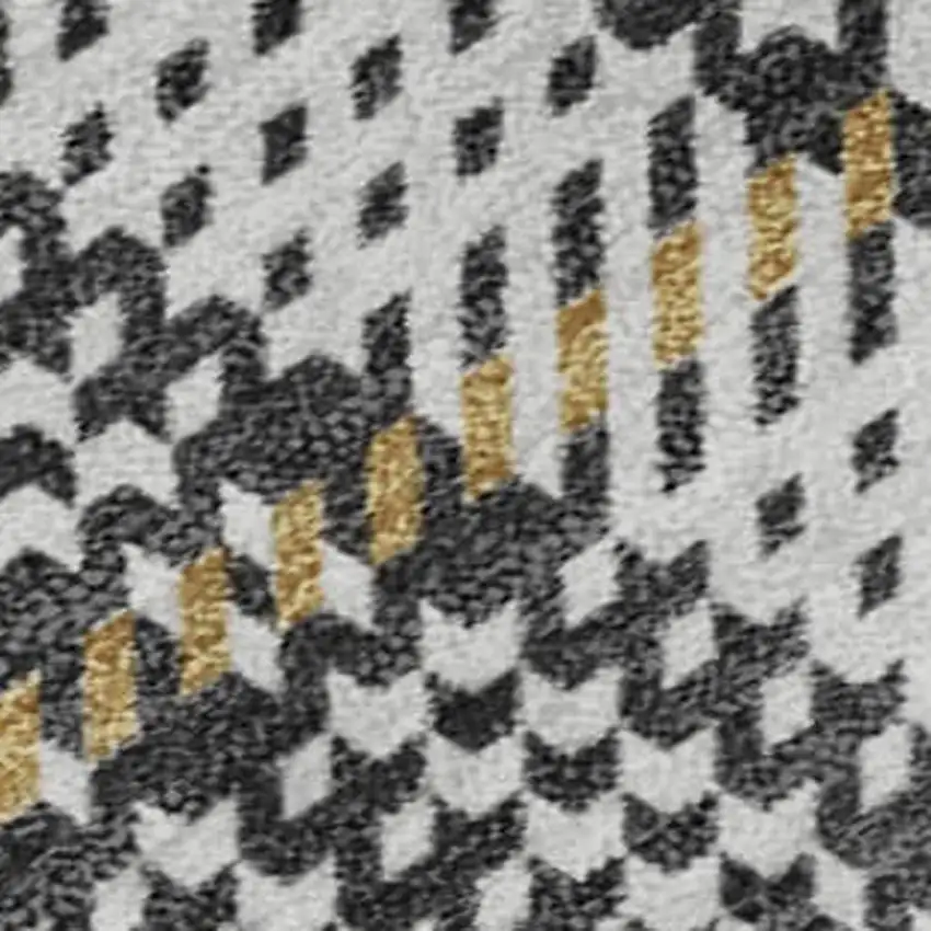 Charcoal Ivory And Gold Plaid Washable Area Rug With UV Protection Photo 2