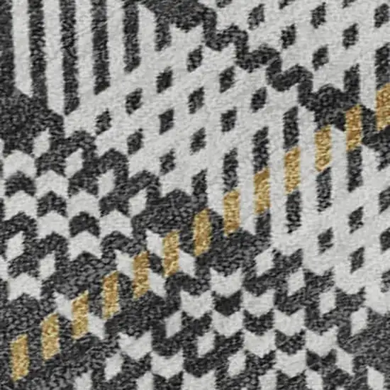 Charcoal Ivory And Gold Plaid Washable Area Rug With UV Protection Photo 3