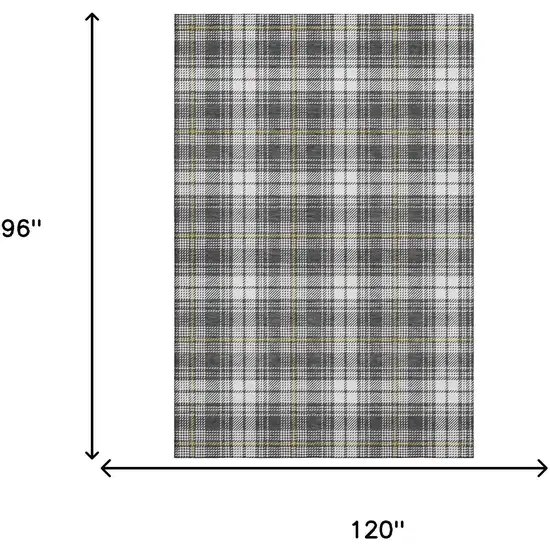 Charcoal Ivory And Gold Plaid Washable Area Rug With UV Protection Photo 6