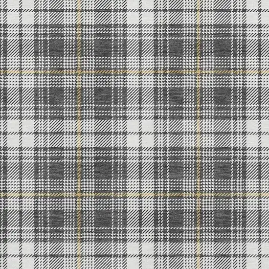 Charcoal Ivory And Gold Plaid Washable Area Rug With UV Protection Photo 2
