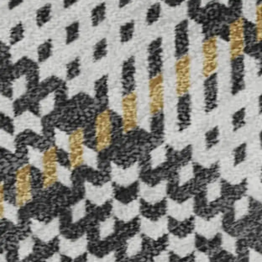 Charcoal Ivory And Gold Plaid Washable Area Rug With UV Protection Photo 2