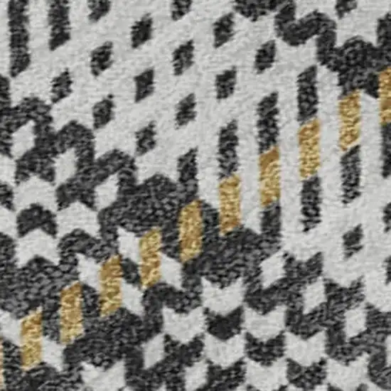 Charcoal Ivory And Gold Plaid Washable Area Rug With UV Protection Photo 2