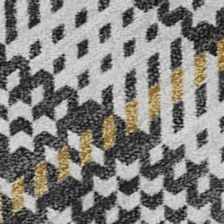 Charcoal Ivory And Gold Plaid Washable Area Rug With UV Protection Photo 2