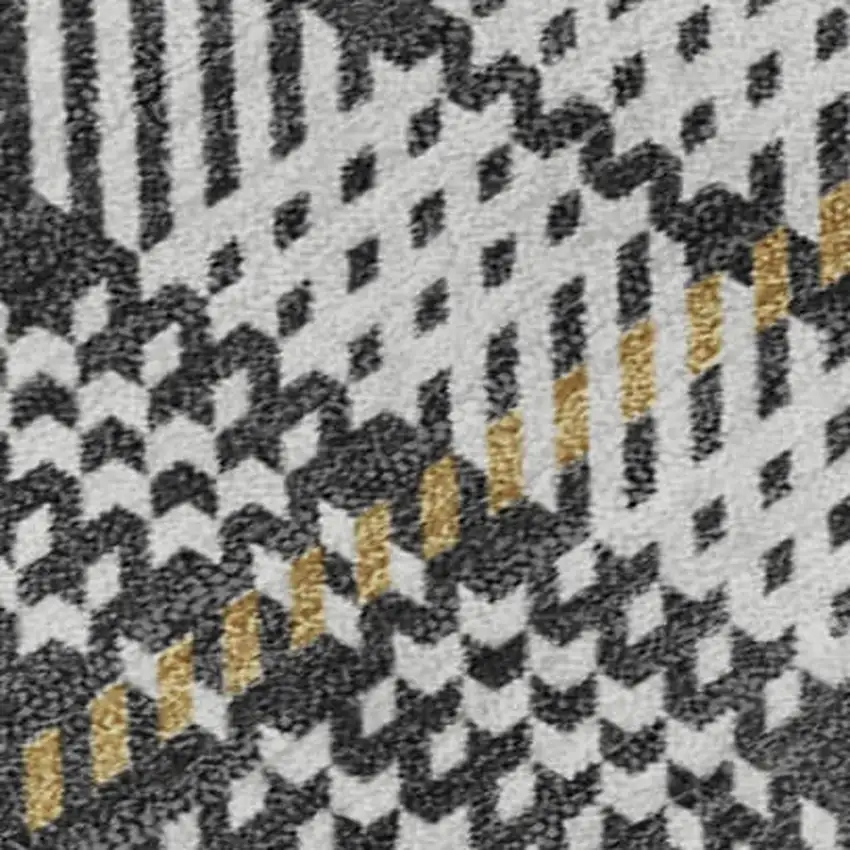 Charcoal Ivory And Gold Plaid Washable Area Rug With UV Protection Photo 3