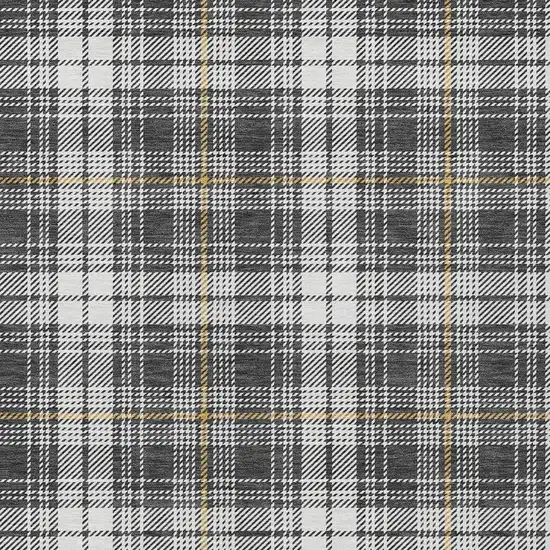 Charcoal Ivory And Gold Plaid Washable Indoor Outdoor Area Rug Photo 5