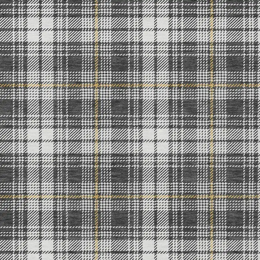 Charcoal Ivory And Gold Plaid Washable Indoor Outdoor Area Rug Photo 5