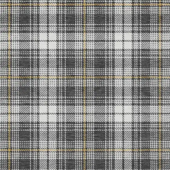 Charcoal Ivory And Gold Plaid Washable Indoor Outdoor Area Rug Photo 5