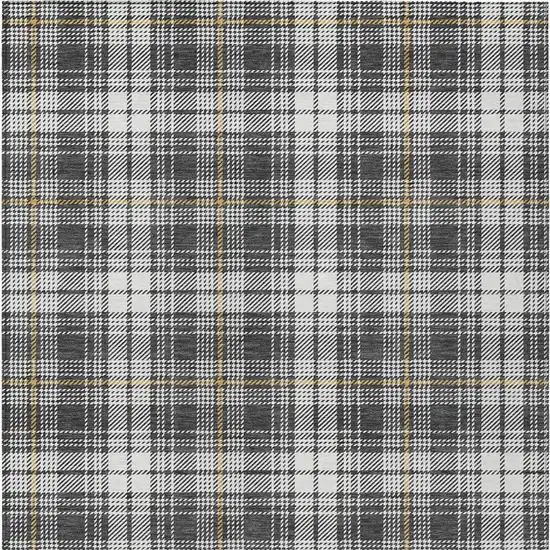 Charcoal Ivory And Gold Plaid Washable Indoor Outdoor Area Rug Photo 6