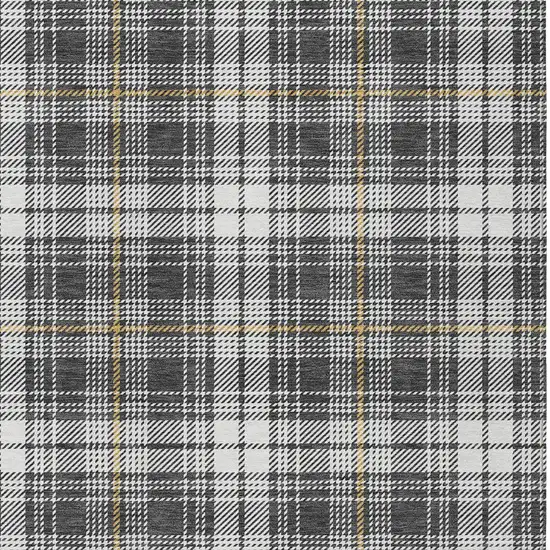 Charcoal Ivory And Gold Plaid Washable Indoor Outdoor Area Rug Photo 4